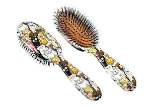 Rock &amp Ruddle Natural Mixed Boar Bristle Hair Brush for Women and Kids (Small/Travel Size 17.5cm) - Perfect for Wet or Dry Hair Detangling Smoothing Blowdrying - Made in UK - Cats &amp Dogs Des