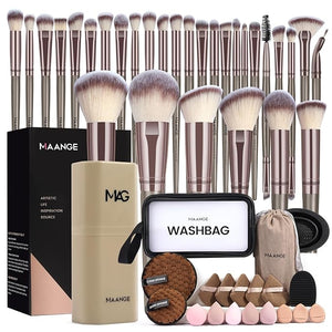 MAANGE Makeup Brush Set 51 PCS Professional Makeup Brushes Soft Foundation Powder Eyeliner Eye Shadow Makeup Brushes Set Travel Make up Brush Kit (Champagne)