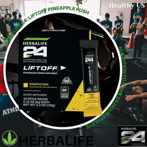 HERBALIFE24 Liftoff: Pineapple Push (30 Stick Packs) Nutrition for The 24-Hour Athlete Energy Supplement Natural Flavor with Other Natural Flavors Certified for Sport Certified Vegetarian