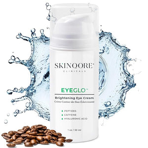 EyeGLO Caffeine Eye Cream for Dark Circles Eye Bags and Puffiness | UnderEye Treatment for Women with Peptides Antioxidants Hyaluronic Acid | Natural Brightening EyeCream - 1 Oz