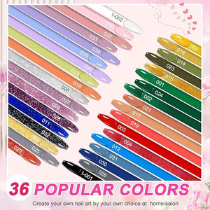 LKEE Gel Nail Polish Kit with U V Light 108W 65 Pcs Gel Nail Polish Set All Season Gels Nail Kit Essential Manicure Tools for DIY Nails Art Gifts for Women (D3-36SET-SKU3-012001)