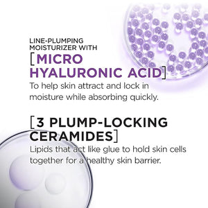 L'Oreal Paris Revitalift Moisturizer Hyaluronic Acid Water Cream with Ceramides Deeply Hydrating Fragrance Free 1.7 oz + Serum Sample