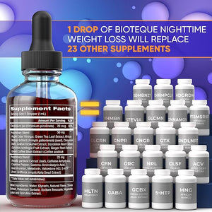 Night Time Weight Loss Diet Drops - Appetite Control Fat Burner Metabolism Booster - Apple Cider Vinegar - Cinnamon - Cayenne Pepper