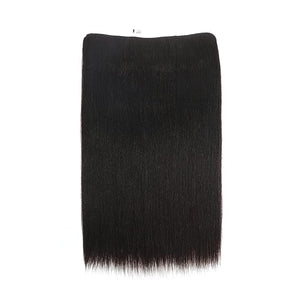 Invisible Wire Real 100% Human Hair Extensions Transparent Wire Adjustable Size 4 Secure Clips Long Straight Secret Hairpiece 18 Inch Brown for Women