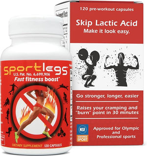 SPORTLEGS Fast Fitness Boost Pre Workout for Men and Women Lactic Acid Supplement Sports Endurance Fuel Endurance Supplements for Runners - NSF Certified for Sport120-Capsule Bottle Pack of 1