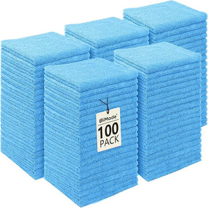 Washcloths Bulk - 100 Pack - Face Towels (12 x 12) Highly Soft Wash Cloths and Hand Towels Fast Drying Multi-Purpose Microfiber Cleansing Cloths for Bathroom Hotel Spa and Salon - Blue