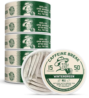 ALP Supply Co - Caffeine Break Wintergreen Caffeine Pouches - Smooth Wintergreen Flavor - Clean Bold Energy Anytime - Made in USA - 50mg per pouch - 15 Pouches