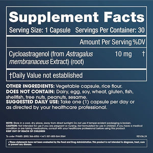 ProHealth Cycloastragenol Supplement 10 mg per Serving | Science-Backed to Support Telomere Length DNA Structure &amp Healthy Aging | Third-Party Tested for Purity &amp Quality