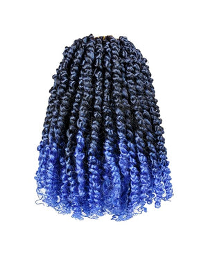 10 Inch 8 Packs Pre Looped Passion Twist Crochet Hair for Black Women and Kids-Ombre Blue, Super Soft Bouncy Synthetic Braided Hair Extensions(10 Inch-8 Packs,T1B/Blue)
