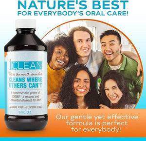 iCLEAN Mouthwash - Fluoride &amp Alcohol-Free Rinse | Harness The Power of Iodine | Molecular Iodine Mouth Rinse for Clean Oral Care | Gargle for Bad Breath &amp Oral Wellness | Cleans Where Others