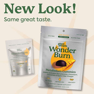 Plant People WonderBurn Metabolism &amp Cravings Control Gummies Zero Sugar Ripe Mango Flavor (60 Count)