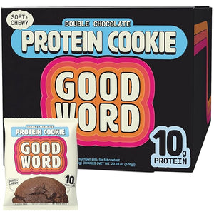 Double Chocolate Protein Cookie Soft &amp Chewy High Protein Snack Gluten-Free Grain-Free Dairy-Free No Seed Oils No Refined Sugars Made with Almond Butter &amp Collagen 12-Pack