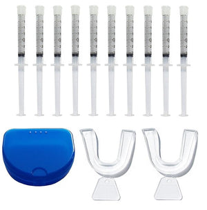 Teeth Whitening Kit 22% Carbamide Peroxide 10 Tooth Bleaching Gel Syringe Dispensers 2 Moldable Dental Trays with Storage Case