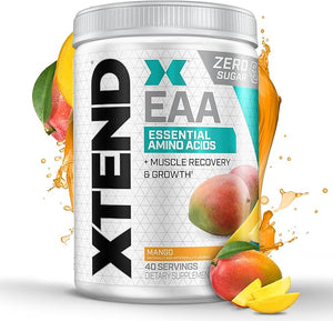 Xtend Scivation EAA + BCAA Powder | Muscle Recovery &amp Lean Muscle Growth | 9 Essential Amino Acids for Intra Workout or Post Workout Recovery | 10g EAAs Per 2 Servings | Mango 40 Servings