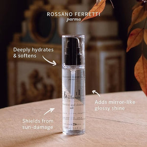Rossano Ferretti Brillante Protect and Shine Oil | Frizz-Free Shiny Glossy Hair with UV Protection | Vegan Cruelty-Free Luxury | 3.4 Fl Oz