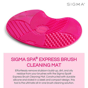Sigma Beauty Makeup Brush Cleaner Mat ? Sigma Spa Express Silicone Makeup Brush Cleaning Mat with Suction Cups for Cleaning Makeup Brushes Compact Design Fit for Any Travel Makeup Kit (Pink)