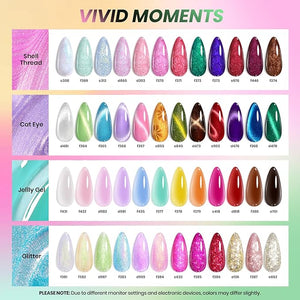 Beetles Winter Gel Polish Set Cat Eye Gel Nail Polish 48 Colors Red Green Brown Blue Nude Pink Jelly Glitter Shell Shread Salon DIY at Home UV LED Needed Gifts for Women Vivid Moments
