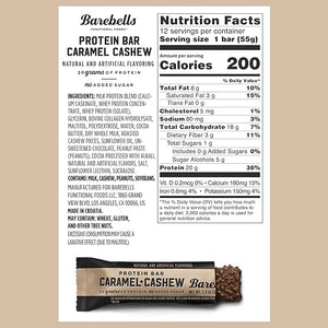Barebells Protein Bars Caramel Cashew - 12 Count Pack of 2 - Protein Snacks with 20g of High Protein - Chocolate Protein Bar with 1g of Total Sugars - Perfect on The Go Protein Snack &amp Breakfast
