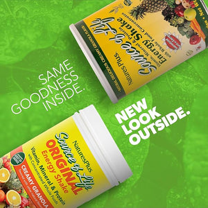 NaturesPlus Source of Life Energy Shake - 2.2 lbs Multivitamin Mineral &amp Protein Powder - Granola Flavor - Whole Food Meal Replacement - Non-GMO Vegetarian Gluten-Free - 26 Servings