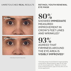 Murad Retinol Youth Renewal Eye Masks ? No-Slip Full Absorption Bio-Cellulose Under Eye Patches with Retinol Blue Agave &amp Passionfruit for Lines Wrinkles Puffiness