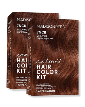 Madison Reed Radiant Hair Color Kit | 7NCR Light Copper Red (Vesuvius Red) for 100% Gray Hair Coverage | Dimensional Salon-Quality Permanent Hair Dye | PPD-Free &amp Ammonia-Free | 2 Pack