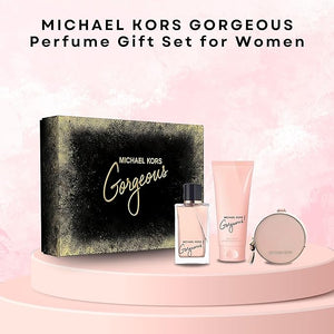 Michael Kors Gorgeous 3 Pieces Gift Set for Women (3.4 Ounce Eau de Parfum Spray +3.4 Ounce Body Lotion + Round Purse)