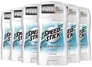 Speed Stick Underarm Deodorant for Men Aluminum Free Ocean Surf - 3 Ounce (Pack of 6)