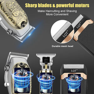Professional Hair Clipper Set for Men Electric Shaver Razor Cordless Hair Cutting Barber Clippers Beard Trimmer Men¡¯s Grooming Kit Gifts for him (Bronze)
