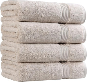 Superior Egyptian Cotton Bath Towel Set Towels for Home Bathroom Master Guest Bath Decor Essentials Quick Dry Absorbent Large Body Towels Spa Hotel Resort Adult Kids Set of 4 Stone