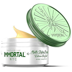 Immortal NYC Matte Styling Extreme Dry Look Pomade - 7 out of 9 Holding Ability Matte Finish - All Natural Water-Based Hair Wax for Men - No Residue All Hair Types