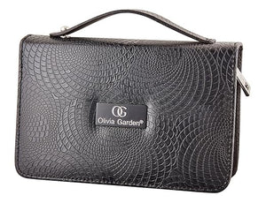 Olivia Garden Shear Case with SilkCutPRO Shears - Hair Tool Organizer for Combs Scissors Barber Supplies - Holds 9 Shears - Professional Hairstylist Travel Bag