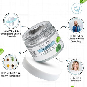 Living Well with Dr. Michelle Remineralizing &amp; Whitening Tooth Powder Cool Mint | Fluoride-Free Hydroxyapatite Formula | Supports Enamel Strength and Natural Whitening