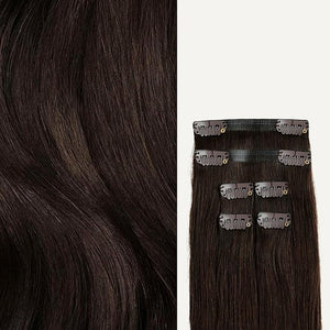 Luxy 100% Remy Human Hair Extensions for Thin Hair Thinning Hair Fill-Ins ? 6 Seamless Wefts Multi-Dimensional Color Blend - Natural-Looking Volume &amp Coverage 50 grams 12 Dark Brown Thinning