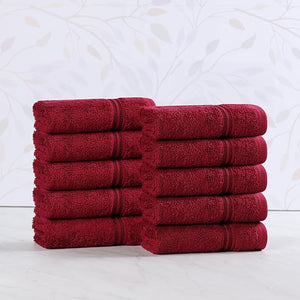 Superior Egyptian Cotton 10-Piece Face Towel Set  Small Towels For Facial Spa Quick Dry Absorbent Towels Bathroom Accessories Guest Bath Home Essentials Washcloth Airbnb Burgundy