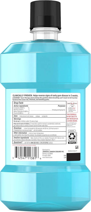 Listerine Gum Therapy Anti-Plaque &amp Gingivitis Antiseptic Mouthwash Glacier Mint 1 L 1 ea (Pack of 3)