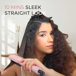 Hair Straightener Brush, TYMO Ring Hair Straightener Comb Straightening Brush for Women with 5 Temps 20s Fast Heating &amp; Dual Voltage, Pink