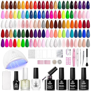 Beetles 85 Pcs Gel Nail Polish Kit with U V Light - 55 Colors Nails Kit Jelly Pink Red Gel Nail Polish Style Manifesto with Base Top Coat for Winter Christmas DIY Manicure Set Gifts for Women Teens