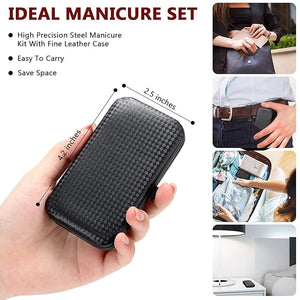 Geosar 12 Sets Manicure Set Nail Clippers Pedicure Kit 8 in 1 Grooming Stainless Steel Kits Nail Care Tools with Travel Case Xmas Gifts Christmas Stocking Stuffers for Men Women(Red Background)