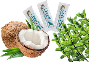 CocoPull USDA Organic Oil Pulling 14 Sachets Coconut Oil Pulling with Peppermint Oil for Healthy Teeth Gums Fresh Breath &amp Oral Care Natural Teeth Whitening Non-GMO