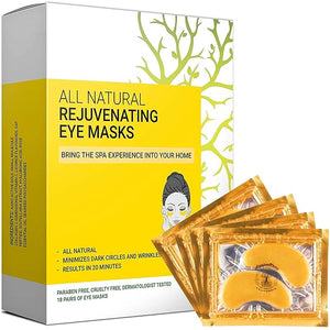 Under Eye Patches &amp; Masks (18 Pairs) - All Natural Anti Aging Treatment for Bags, Puffiness, Wrinkles, &amp; Dark Circles - 24K Gold, Collagen, Hyaluronic Acid, Hydrogel - Formulated in San Franci