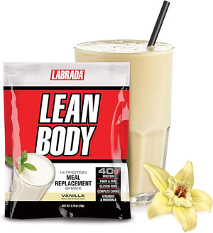 Labrada Lean Body MRP All-In-One Vanilla Meal Replacement Shake 40g Protein Whey Blend 8g Healthy Fats EFA's &amp Fiber 22 Vitamins and Minerals  No artificial color Gluten Free (42 Packets)