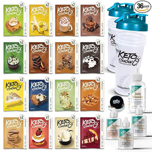 Keto Chow Elite Kit | Keto Meal Replacement Shake Powder | Nutritionally Complete | Low Carb Shakes | Delicious Easy Meal Substitute | Protein Rich Keto Food You Choose The Fat | Single Meal Samples