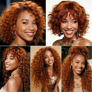 Orange Deep Human Hair Bundles 20 22 24 Inch Brazilian Remy Virgin 10A Deep 3 Bundles Human Hair Hair Extensions Bundles Orange