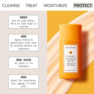 Naturium UV Reflect Antioxidant Broad Spectrum SPF 50 PA ++++ Sheer Sunscreen Lightweight Face &amp Skin Protector with Soft Matte Finish 1.7 oz