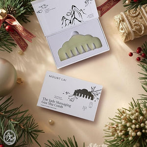 Mount Lai Hand-Carved Natural Jade Gua Sha Scalp Comb ? Scalp Massager &amp Scraping Guasha Tool for Relaxation Blood Circulation &amp Cooling