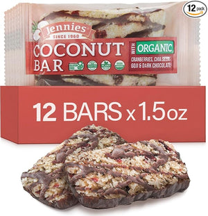 Jennies Raw Organic Goji Moji Coconut Bar 1.5oz (12 Pack) | Peanut Free | Gluten Free