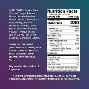 Fuel 4 Ever Collagen Protein Bars | 15G Protein, Gluten Free, Dairy Free, No Stevia or Artificial Ingredients Added, Sweetened with Honey | Lemon Coconut Flavor (Box of 12)