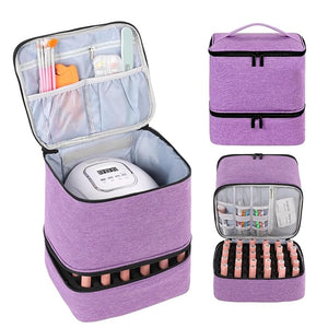 Travel Nail Polish Organizer, Holds 30 Bottles (15ml), Double-layer Nail Polish Carrying Case, Large Capacity Portable Storage Bag for Nail Varnish and Manicure Set