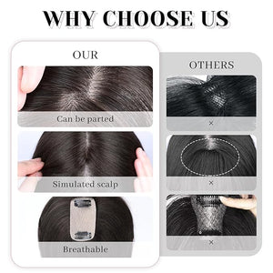 VERNA Hair Toppers for Women Real Human Hair 360¡Æ3D Cover Bangs Hair Clip100% Real Human Medium Brown Clip in BangsHairpieces for Daily Wear(5 * 9.5)