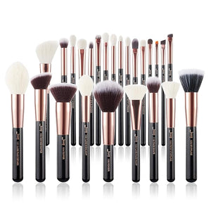 Jessup Brand 25pcs Professional Makeup Brush Set Beauty Cosmetic Foundation Powder Blusher Eyeshadow Blending Natural-Synthetic Hair Brushes Set (Black/Rose Gold)